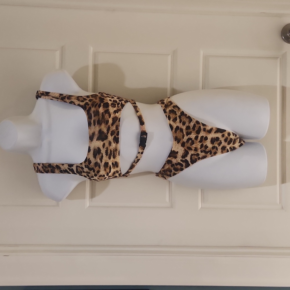 Reverse Animal Print High Waist Bandeau Top 2pc Bikini